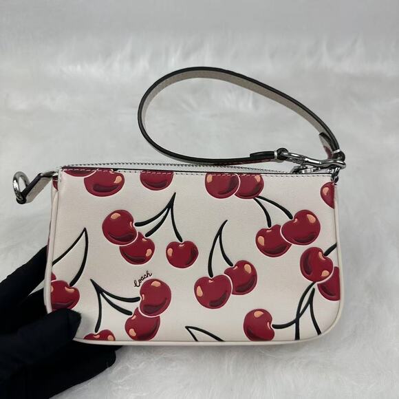 Coach Nolita 19 With Cherry Print Wristlet/Handbag In Leather Chalk CZ012 NWT - Picture 4 of 11